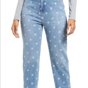 Embroidered mom jeans